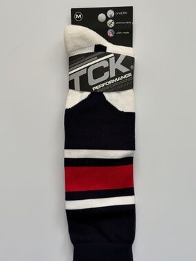 TCK Performance Athletic Socks Navy White Red Medium 1 Pair New Made USA